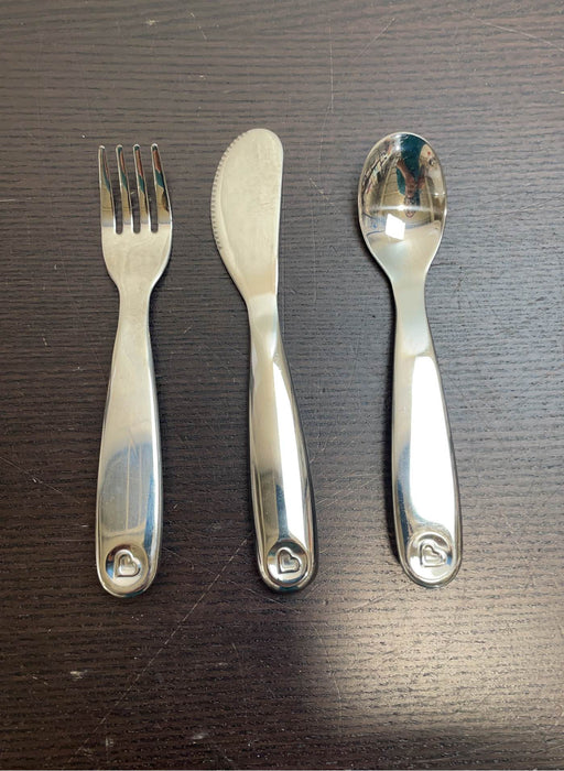 used Munchkin Polish Stainless Steel Toddler Fork, Knife & Spoon Set