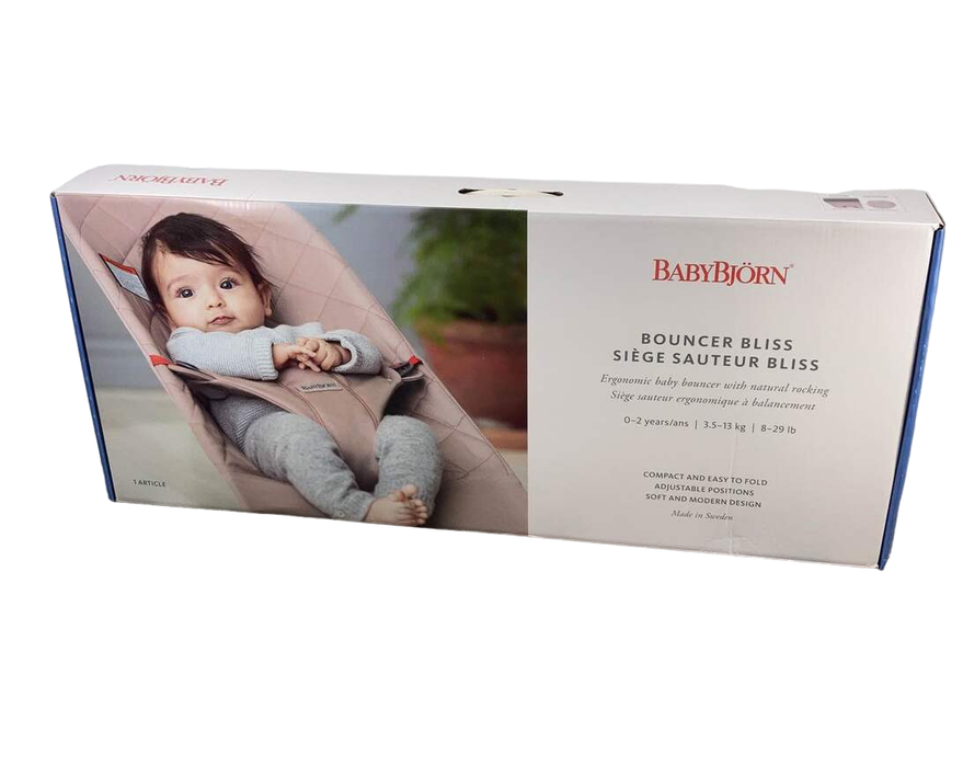 used BabyBjorn Bouncer Bliss, Light Gray Frame, Light Pink 3D Jersey