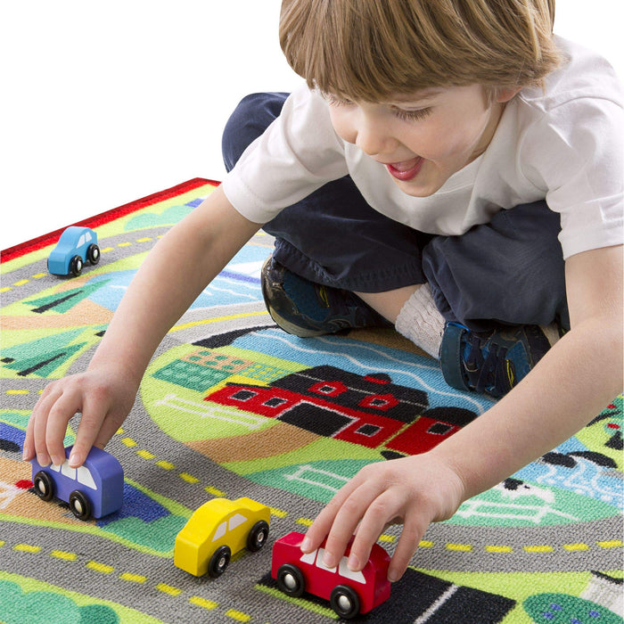 used Melissa & Doug Round The Town Road Rug & Car Set