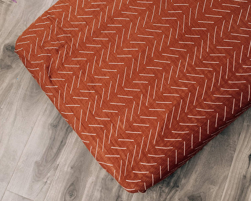 Mebie Baby Standard Crib Sheet, Rust Mud Cloth