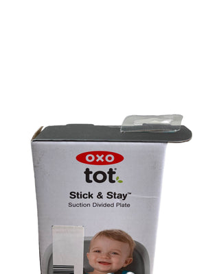 OXO TOT Stick & Stay Suction Plate ~ Blue/white ~ Dishwasher Safe ~ NEW in  Box