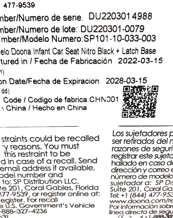 secondhand Doona Infant Car Seat & Stroller Combo, 2022, Nitro Black