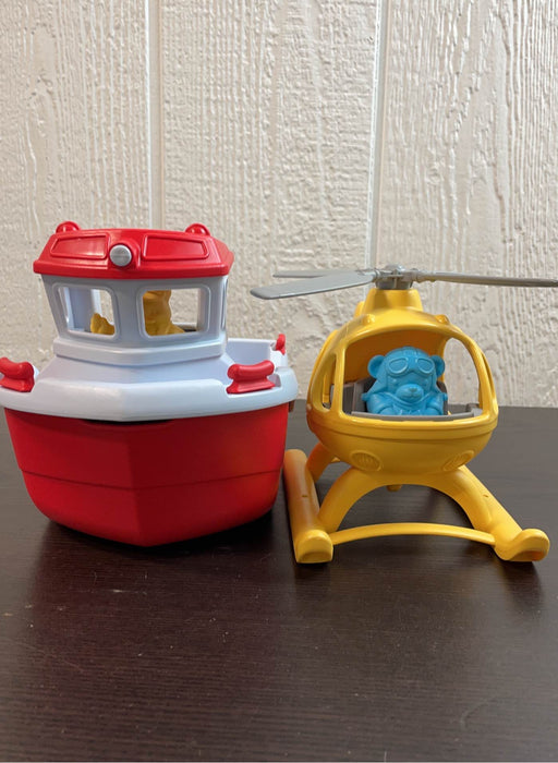 secondhand Green Toys Rescue Boat with Helicopter