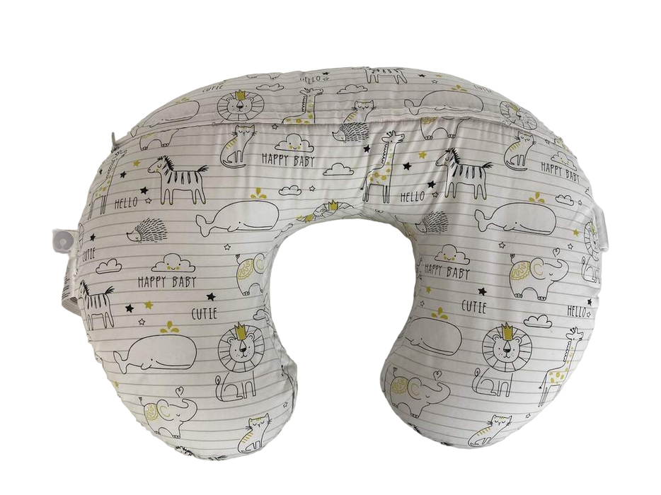 secondhand Boppy Nursing and Infant Support Luxe Pillow, Notebook Black and White with Gold Animals