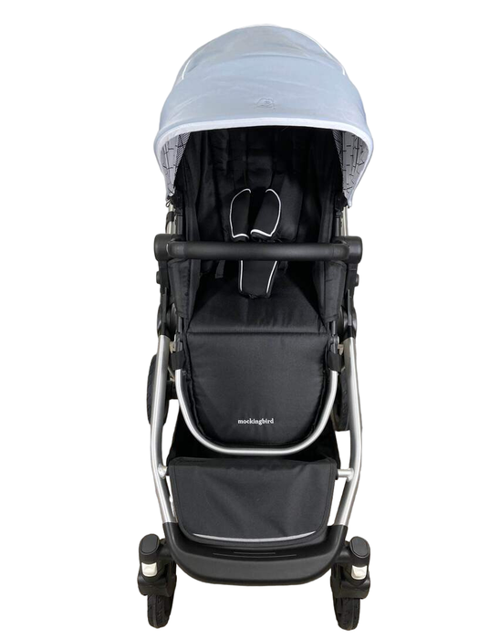 secondhand Mockingbird Single to Double Stroller, 2023, Silver with Black Leather, Windowpane, Sky