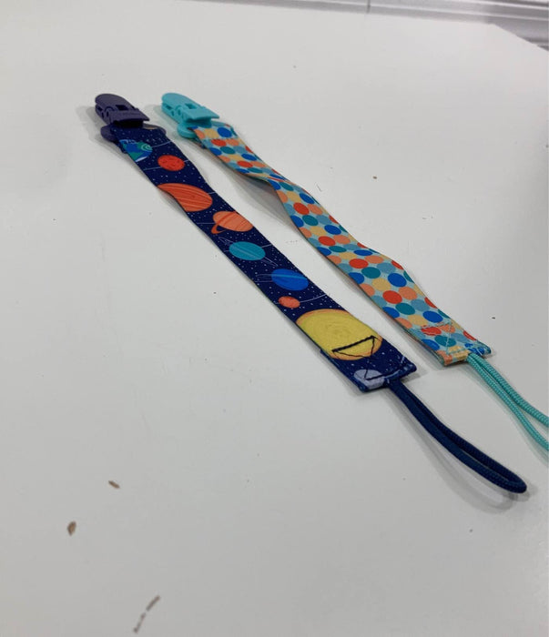 Shop Nuby Pacifier Clips, 2 Pack, Planets and Dots at GoodBuy Gear