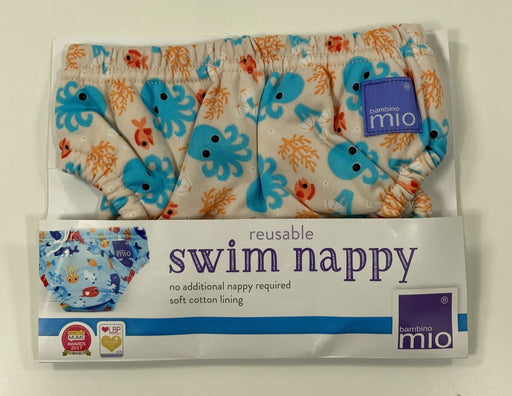 used Bambino Mio Swim Nappy, Medium (6-12 Months), Blue Squid