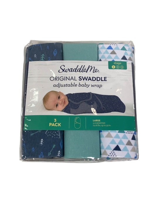 used Summer Infant SwaddleMe Original Swaddle Wrap 3pk, Large (3-6 Months), Mountaineer