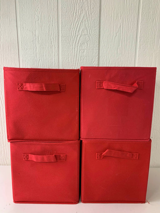 used BUNDLE Storage Bins, 4 Red 11” cubes