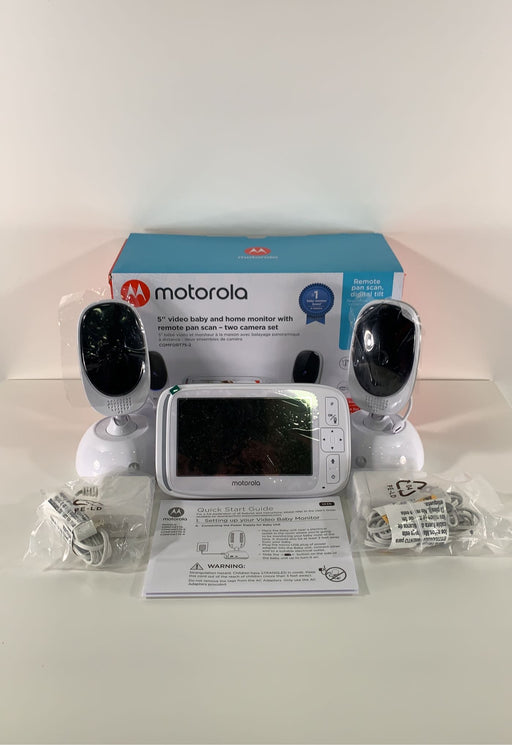 used Motorola COMFORT75-2 5” Video Baby Monitor with 2 Cameras and Remote Pan Scan