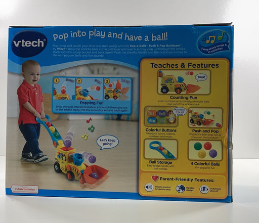 secondhand VTech Pop-A-Balls Push And Pop Bulldozer, Yellow