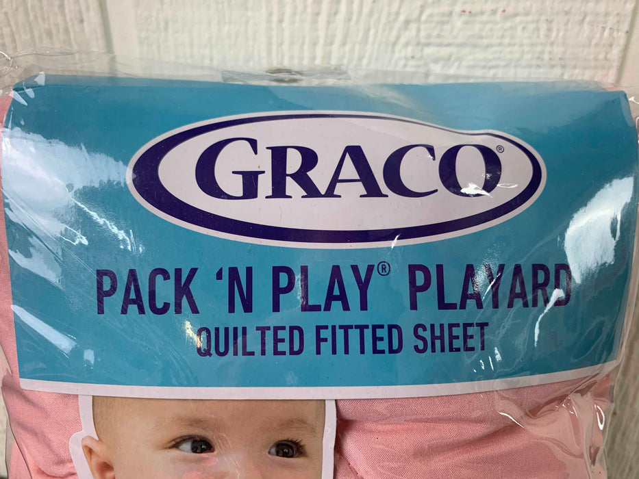 secondhand Graco Quilted Pack N Play Playard Sheet, Pink