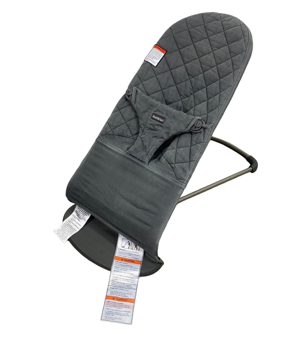 used BabyBjorn Bouncer Bliss, Dark Gray Frame, Anthracite Cotton Classic Quilt