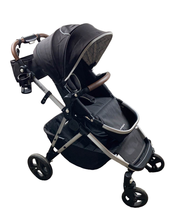 used Mockingbird Double Stroller, 2021, Black, Windowpane, Silver with Brown Leather