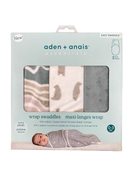 used Aden + Anais Essentials Easy Wrap Swaddle, 3 Pack, 0-3 Months, Little Woods Minky