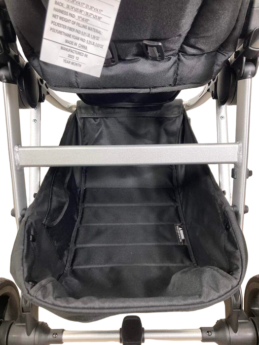 Mockingbird Single to Double 2.0 Stroller, 2023, Silver with Penny Leather, Windowpane, Black