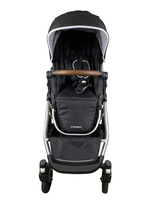 secondhand Mockingbird Single to Double Stroller, 2022, Silver with Penny Leather, Watercolor Drops, Black