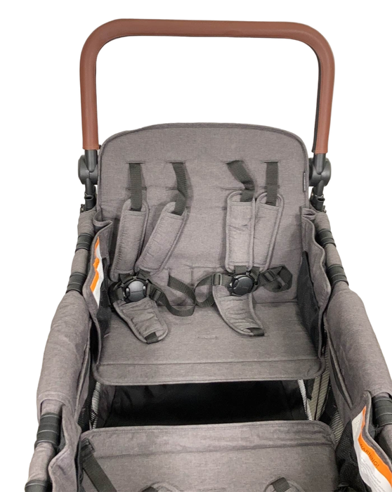 Wonderfold W4 Luxe Quad Stroller Wagon, 2023, Charcoal Grey with White Frame