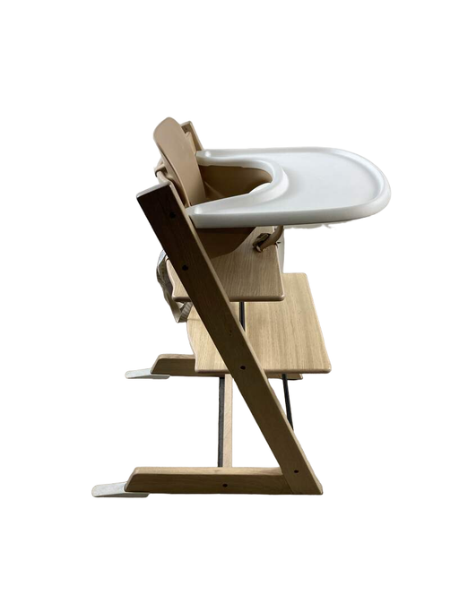 secondhand Stokke Tripp Trapp High Chair with Baby Set and Tray, Oak Natural, White