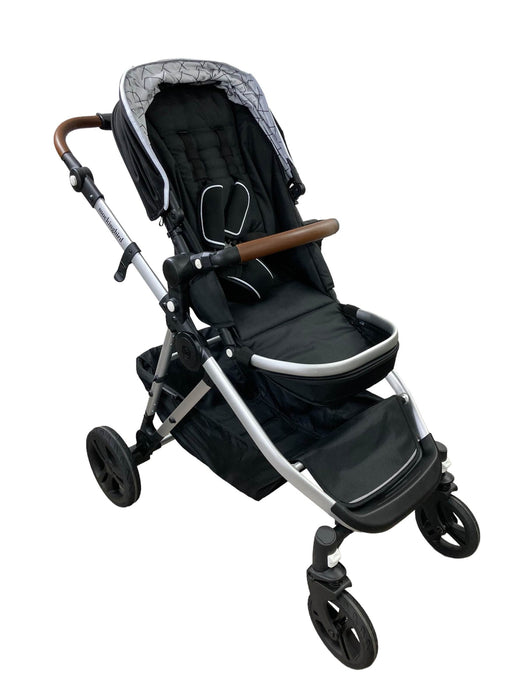 secondhand Mockingbird Single to Double Stroller without Canopy, 2022, Silver with Black Leather-HIDDEN REQUESTED NEW PICTURES