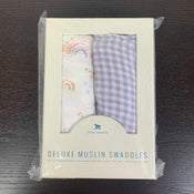 secondhand Little Unicorn Cotton Muslin Swaddles 2-Pack, Rainbow Gingham