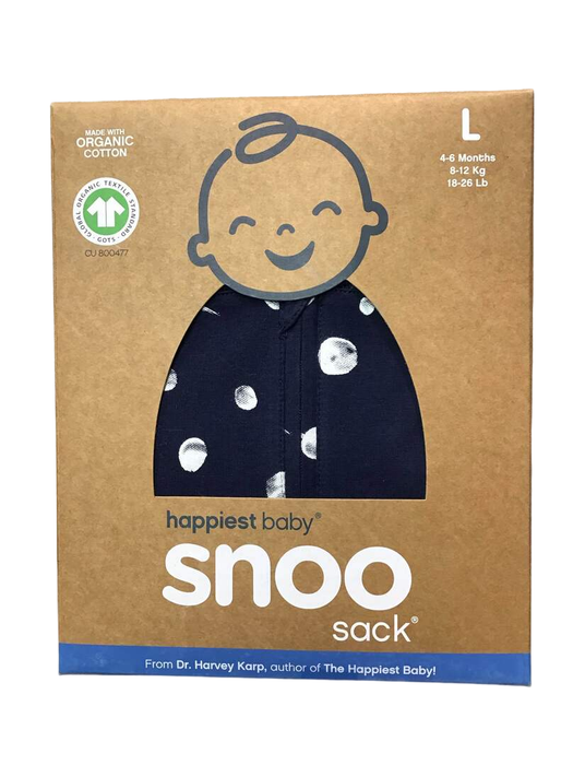 used Happiest Baby SNOO Sack, Large (18-25 lbs), Midnight Navy Planets