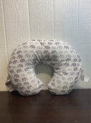 used Boppy Luxe Nursing Pillow, Elephants/ Grey Buffalo Plaid