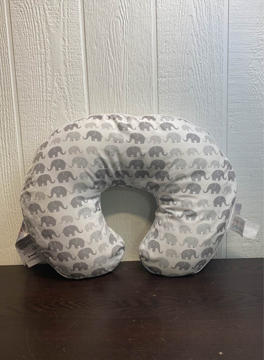 used Boppy Luxe Nursing Pillow, Elephants/ Grey Buffalo Plaid