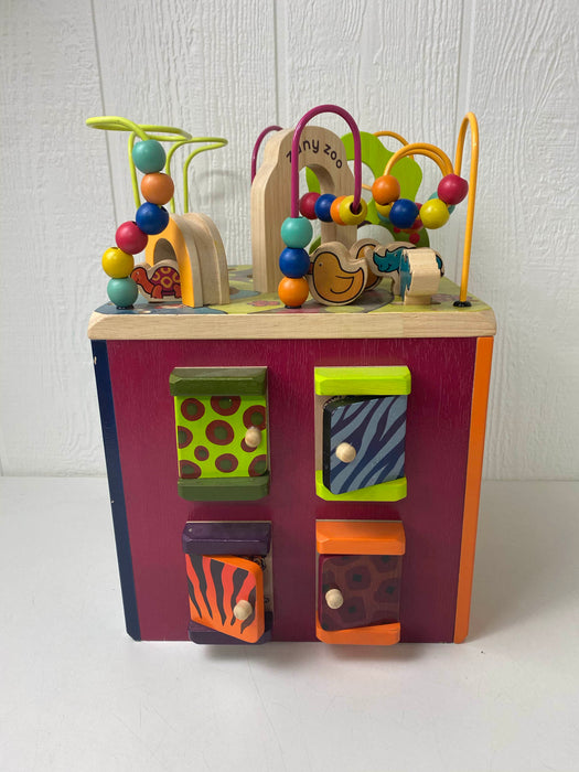 used B. Toys Zany Zoo Wooden Activity Cube