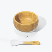 used Avanchy Bamboo Bowl and Spoon Set, White