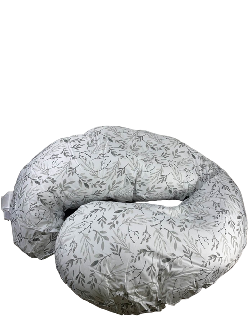 used Boppy Total Body Pregnancy Pillow, Gray Scattered Leaves