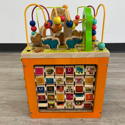 used B. Toys Zany Zoo Wooden Activity Cube