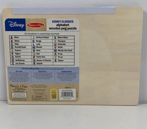 Melissa & Doug Disney Classics Alphabet Wooden Peg Puzzle (26 Pcs)