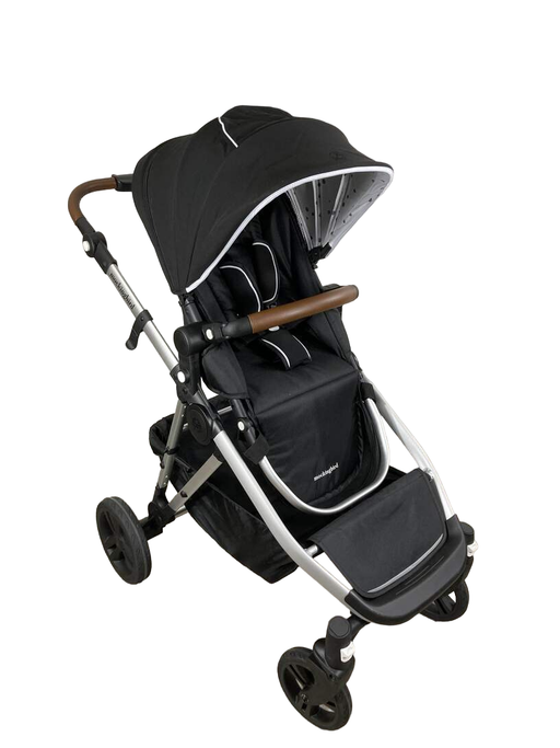 used Mockingbird Single to Double Stroller, 2022, Silver with Penny Leather, Watercolor Drops, Black