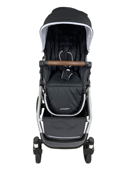 secondhand Mockingbird Single to Double Stroller, 2022, Silver with Penny Leather, Watercolor Drops, Black