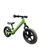 used Strider Balance Bike 12” Classic, Green, With Strider Snow Ski Set