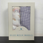 used Little Unicorn Cotton Muslin Swaddles 2-Pack, Rainbow Gingham