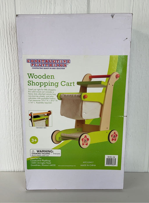 used Constructive Playthings Wooden Shopping Cart