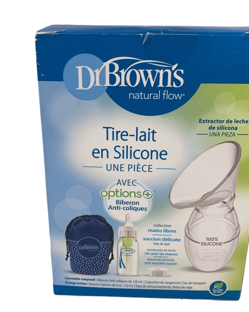 Dr. Brown's Silicone Breast Pump Breast Milk Catcher with Options+  Anti-Colic Baby Bottle & Travel Bag 