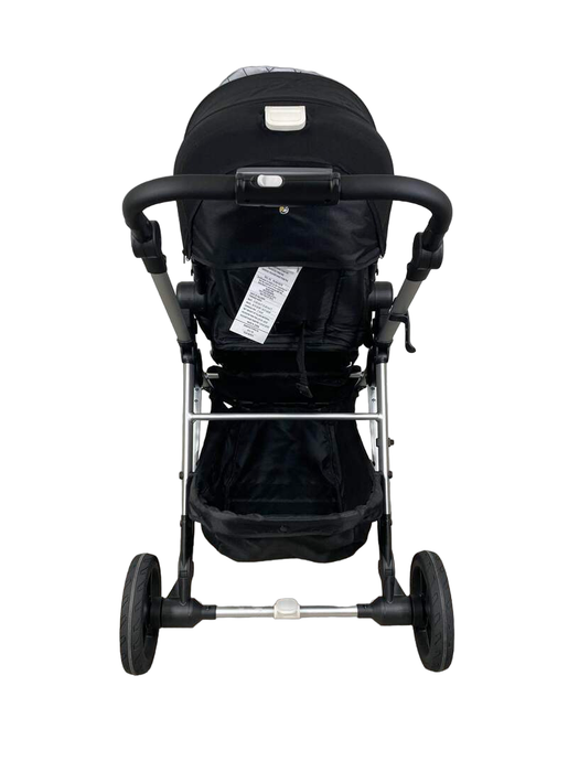 Mockingbird Single Stroller, 2023, Black, Windowpane, Silver with Black Leather