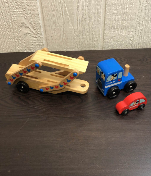 used Melissa & Doug Mickey Mouse Wooden Car Carrier Set