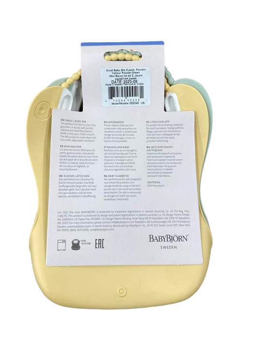 Shop BabyBjorn Feeding Bib Set 2 Pack, Powder Yellow/Powder Green at GoodBuy Gear