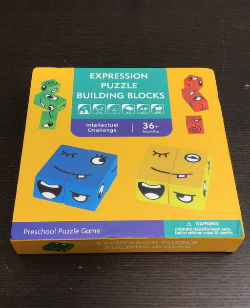 used SEZN Wooden Expressions Matching Puzzle Blocks