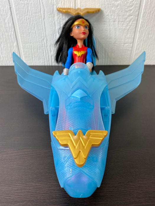 secondhand DC Super Hero Girls Wonder Woman Doll & Invisible Jet