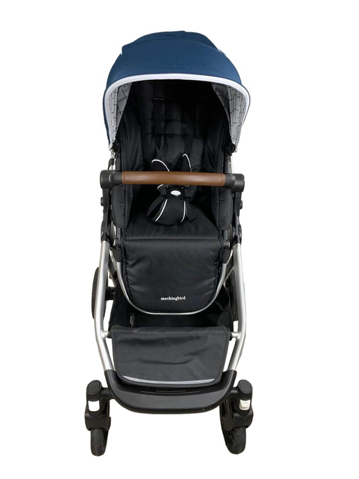 secondhand Mockingbird Single to Double Stroller, 2023, Silver with Penny Leather, Windowpane, Sea