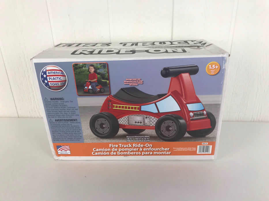 used American Plastic Toys Fire Truck Ride On Toy