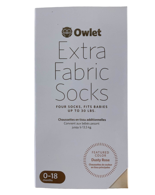 used Owlet Extra Fabric Socks, Dusty Rose, Size 1 and Size 2