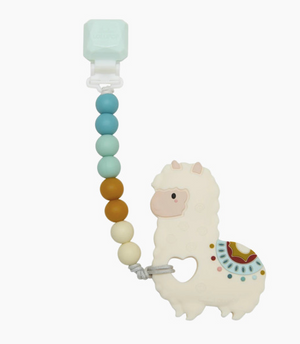 LouLou Lollipop Silicone Teether With Clip Llama