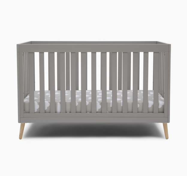 Delta Children Essex 4-in-1 Convertible Baby Crib, Gray with Natural Legs