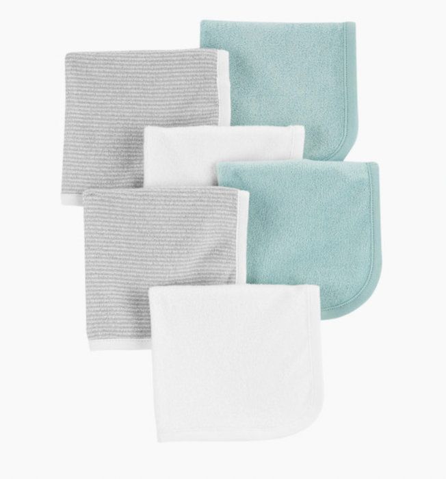 Carter's Washcloth 6 Pack, Mint